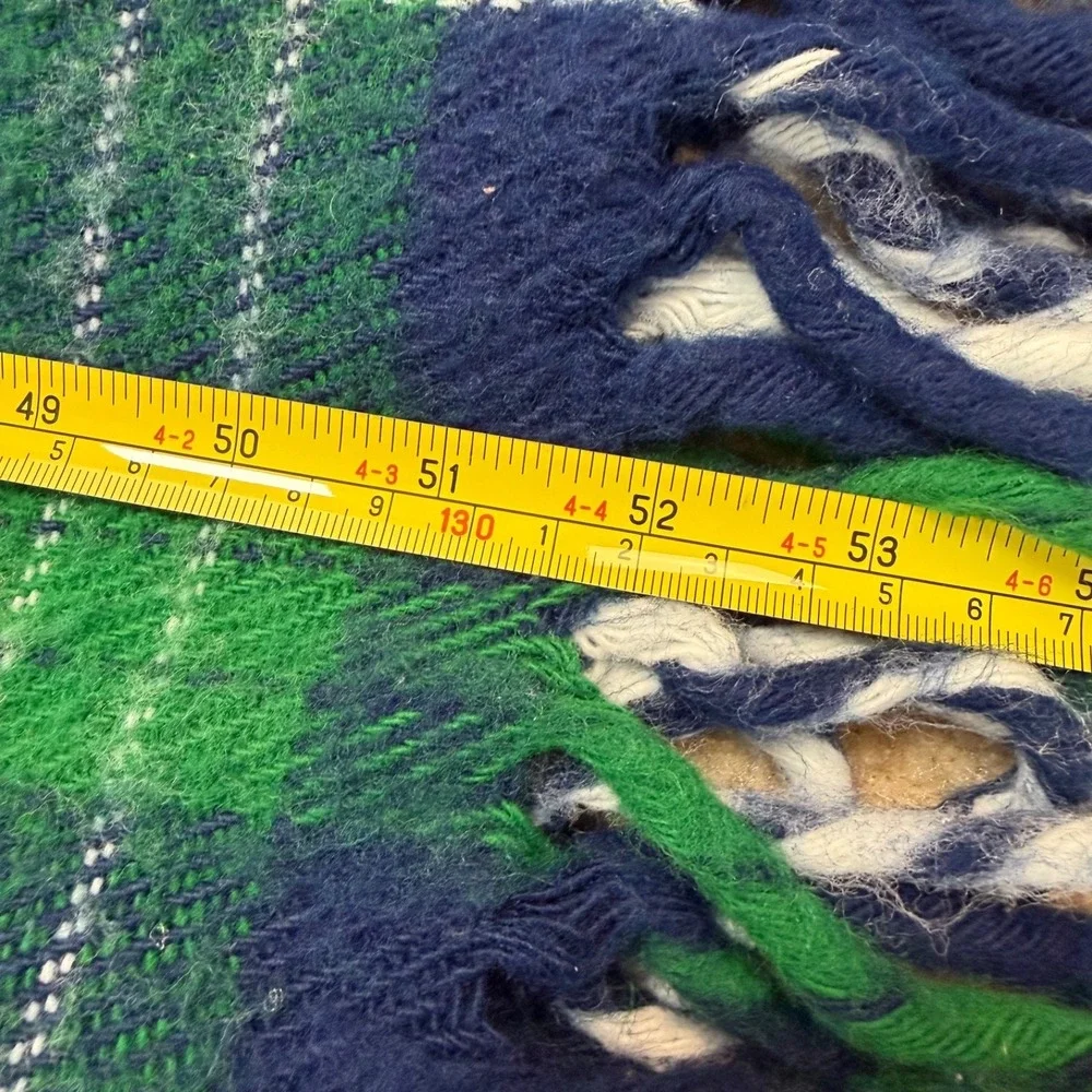 Faribault Woolen Mill  Blue‎ Green White Plaid WOOL Throw Blanket 53